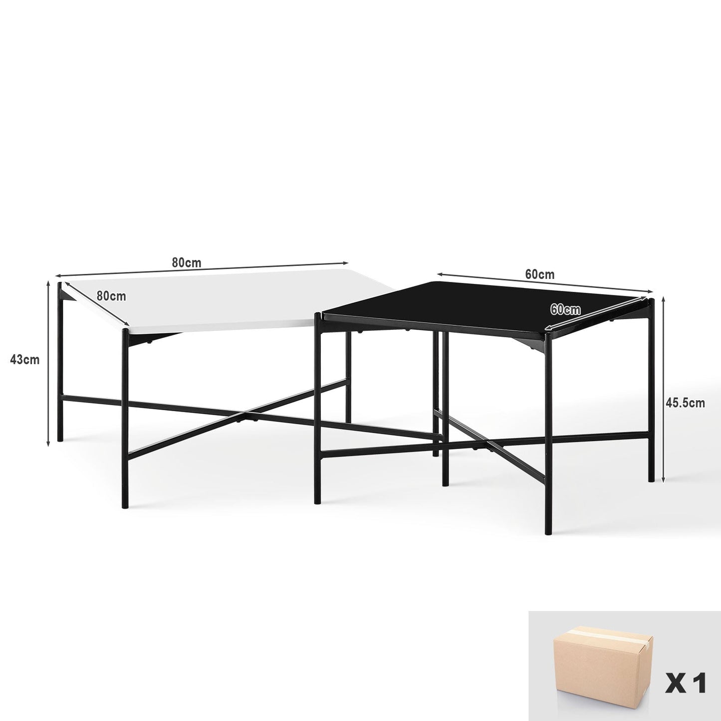 Arol 2-Piece High Gloss Square Nesting Coffee Table Set