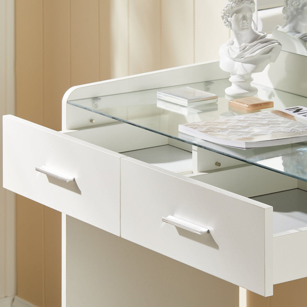 Hollywood Glass Tabletop Dressing Table Set