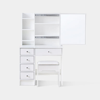 Amya Dressing Table Set [with Sliding Mirror]