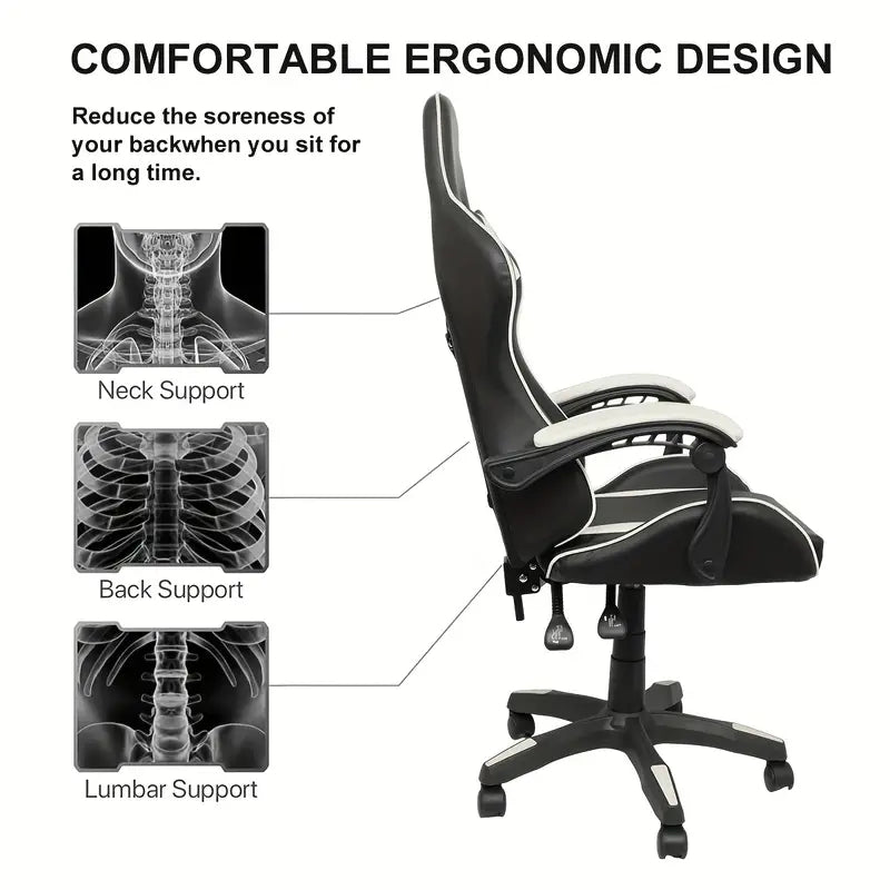 NNETM Ultimate Gaming Throne: Reclining High Back PU Leather Gaming Chair with Ergonomic Design and Memory Foam Cushion