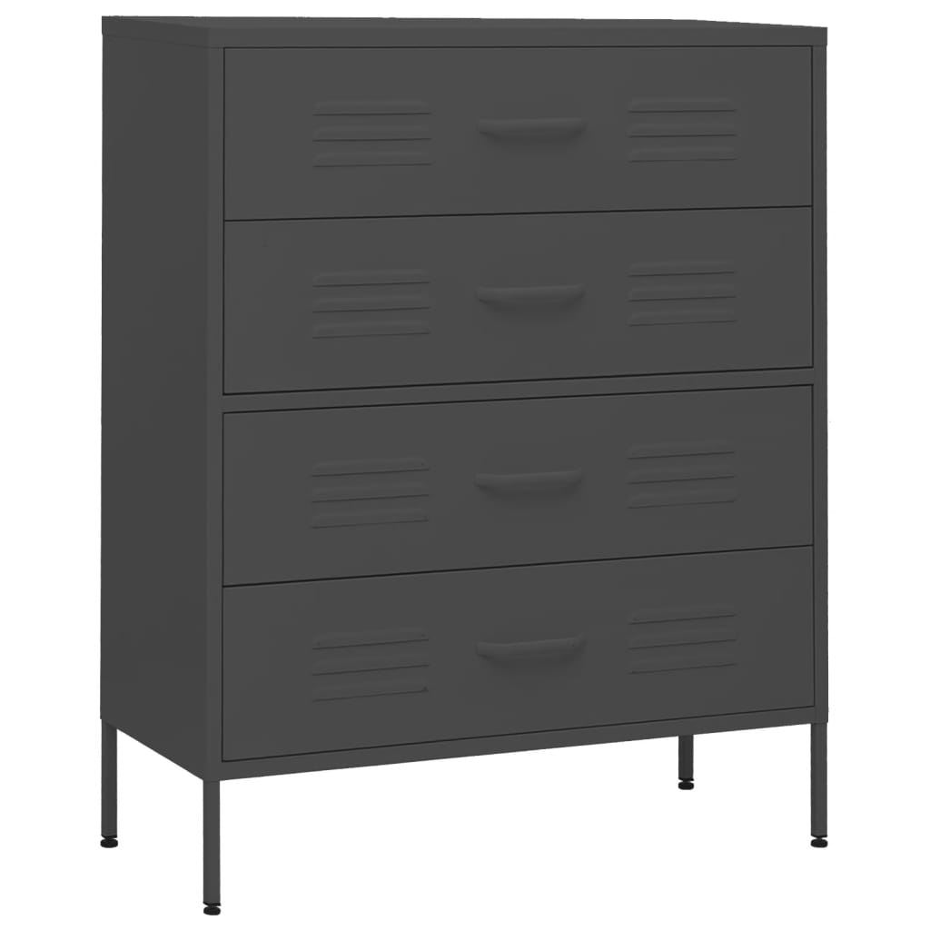 NNEVL Chest of Drawers Anthracite 80x35x101.5 cm Steel