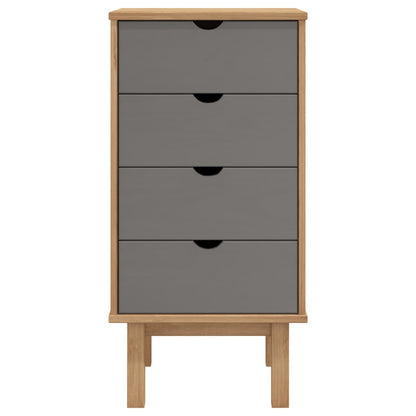 NNEVL Drawer Cabinet OTTA Brown&Grey 45x39x90cm Solid Wood Pine