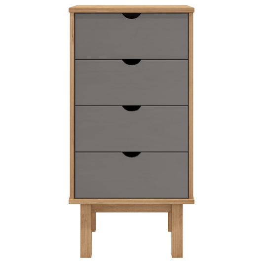 NNEVL Drawer Cabinet OTTA Brown&Grey 45x39x90cm Solid Wood Pine