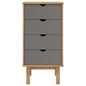 NNEVL Drawer Cabinet OTTA Brown&Grey 45x39x90cm Solid Wood Pine