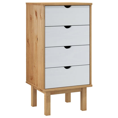 NNEVL Drawer Cabinet OTTA Brown&White 45x39x90cm Solid Wood Pine