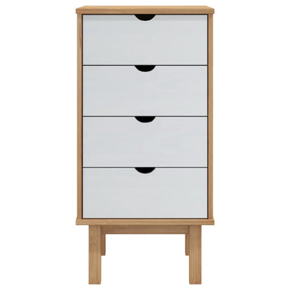 NNEVL Drawer Cabinet OTTA Brown&White 45x39x90cm Solid Wood Pine