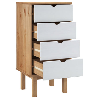 NNEVL Drawer Cabinet OTTA Brown&White 45x39x90cm Solid Wood Pine