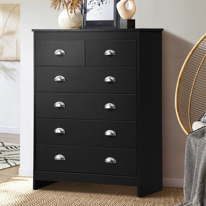 NNEED 6 Chest of Drawers Tallboy Dresser Black