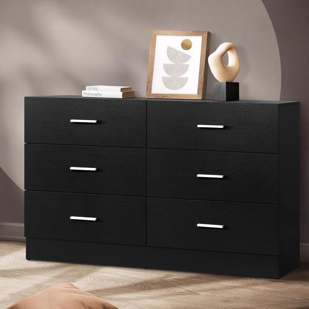 NNEED 6 Chest of Drawers Aluminum Handles Black