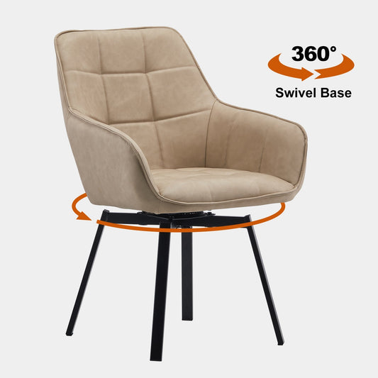 Danyl Faux Leather Swivel Dining Chairs