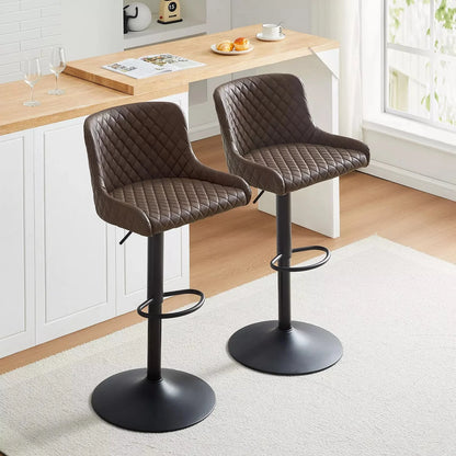 Dundas Faux Leather Bar Stools [Height Adjustable] [Set of 2]