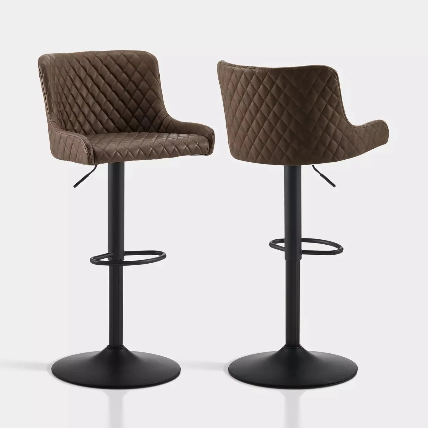 Dundas Faux Leather Bar Stools [Height Adjustable] [Set of 2]
