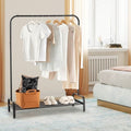Heavy Duty Metal Garment Rack Clothes Hanging Rod with Bottom Storage Shelf