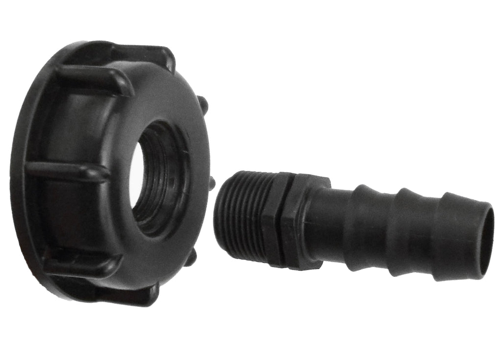 IBC 2 S60X6 Cap with Straight 16mm Barb Hose Connector Set Micro Watering System