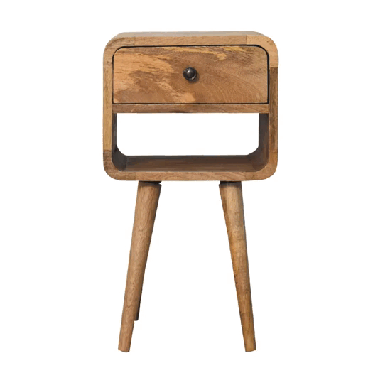 bulk IN3349 - Mini Oak-ish Curved Bedside with Lower Slot for resale