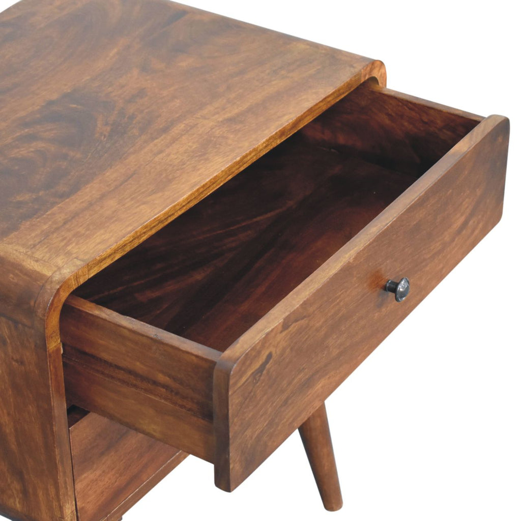Large Curved Chestnut Bedside