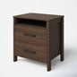 Modern 2-Drawer Nightstand Bedside Table in Brown Walnut Wood Finish