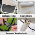Portable Folding Camping Chair with Headrest Aluminum Beige