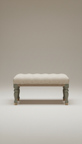 Oak Platform Bed With Linen Headboard