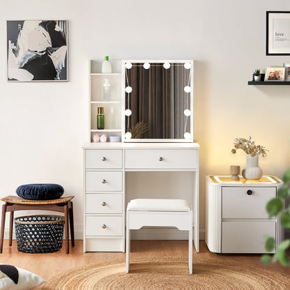 Amya Dressing Table Set [with Sliding Mirror]