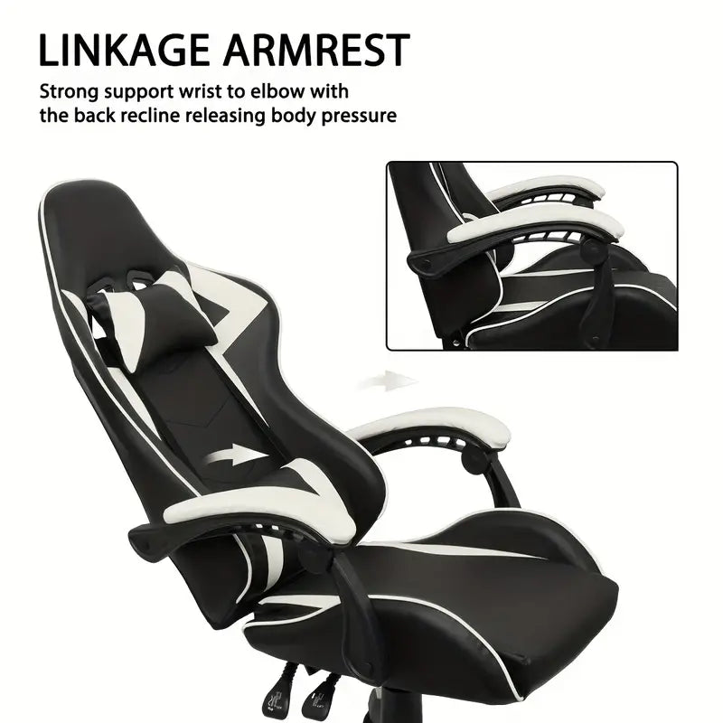 NNETM Ultimate Gaming Throne: Reclining High Back PU Leather Gaming Chair with Ergonomic Design and Memory Foam Cushion