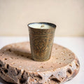 Repurposed Vintage Indian Brass Tumbler Candle - Soft Sandalwood
